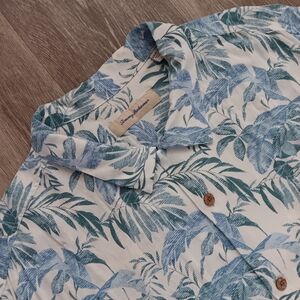 Tommy Bahama Blue Leaf Print Shirt Men's XXXL 100% Viscose